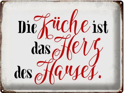Produktbild von Blechschild  Küche ist das Herz des Hauses, 40x30 cm, Blechschilder Spruch Küche Kochmütze