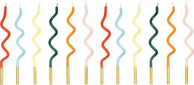 Produktbild von 12 bunt-gedrehte Tortenkerzen 14cm