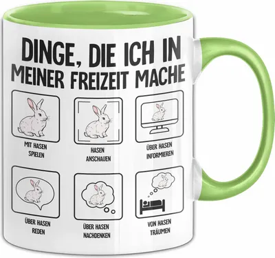 Produktbild von Dinge Die Ich In Meiner Freizeit Mache Hasen Tasse Geschenk Hasen-Besitzer Geschenkidee (Grün)