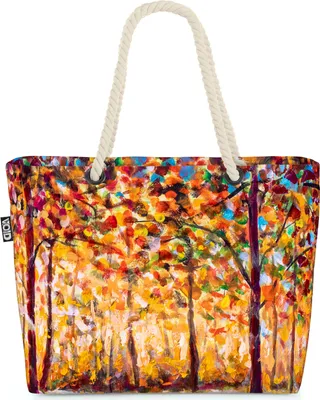 Produktbild von VOID Herbst Gemälde Bäume Laub Strandtasche Shopper 58x38x16cm 23L XXL Einkaufstasche Tasche Reisetasche Beach Bag