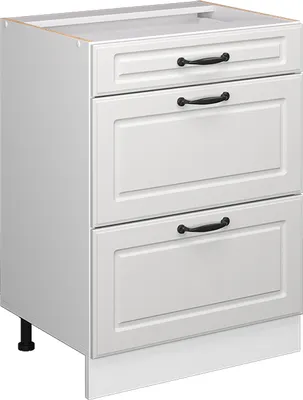 Produktbild von Vicco Küchenunterschrank R-Line, 60 cm mit Schubladen, ohne Arbeitsplatte, Weiß Landhaus/Weiß