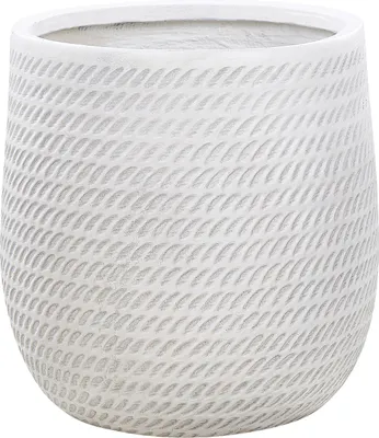 Obrázek produktu pro BELIANI Květináč krémově bílý z vláknité hlíny ⌀ 39 cm kulatý venkovní květináč s reliéfovým vzorem