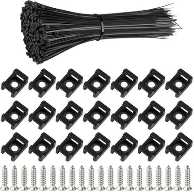 Produktbild von Unyqoos® Schraubbare Kabelhalter aus Nylon, 100 Stück – Befestigung für Kabelbinder, einfache Schraubmontage für Zuhause, Büro & Werkstatt
