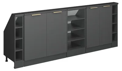 Produktbild von Küchenschrank für Dachschrägen Vicco R-Line Anthrazit-Gold 210 cm 5er Set, Model 60611