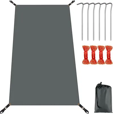 Produktbild von Famanu Zeltplane Wasserdicht Ultraleicht 210 x 90 cm / 210 x 210 cm - Mit Heringen und Nylon Schnüren