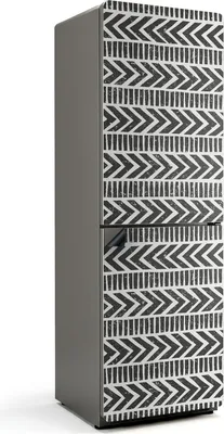 Produktbild von Muster mit Zickzacklinien und Linien – Magnetische Kühlschrank Abdeckung – Dekorfolie magnetisch Küche – Kühlschrank Magnet Deko – selbstklebende Magnettafel – Magnetfolie für Kühlschranktür – 60x180 cm