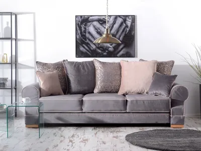 Zdjęcie produktu dla Sofa ze schowkiem SHERLY - szary / beżowy / buk