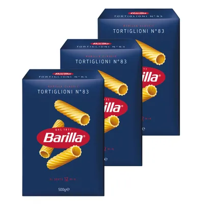 Produktbild von Barilla Nudeln Tortiglioni Nummer 83 Hartweizennudeln 3er Pack