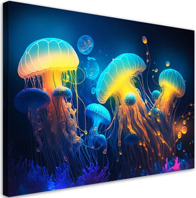 Produktbild von Leinwandbild Neon-Meeresabstraktion 100x70 Feeby Bunt bild für die wand bereit zum aufhängen