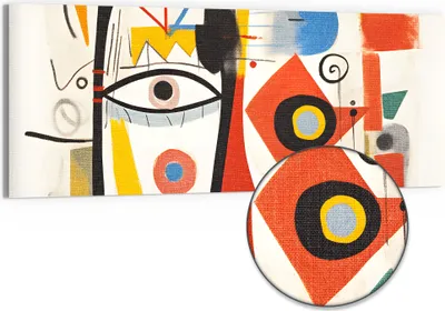 Produktbild von DEQORI Hybrid Leinwand Bild 150x60 cm 'Abstrakte Visage' Wandbild Glas flach modern