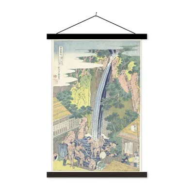 Produktbild von MuchoWow® Textilposter Der Roben-Wasserfall bei Oyama in der Provinz Sagami - Gemälde von Katsushika Hokusai 120x180 cm mit schwarzem Rahmen - Fotos