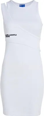 Produktbild von Karl Lagerfeld Ribbed Kurzes ärmelloses Kleid Weiß M Frau Weiß M