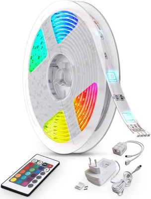 Image de B.K.Licht ruban LED 10m guirlande lumineuse auto-adhésive dimmable 300 LEDs couleurs télécommande transformateur 230V IP20