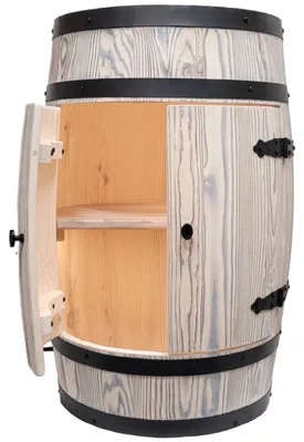 Immagine prodotto di Bar a forma di botte con illuminazione a LED, in legno spazzolato e con lettino ribaltabile 80x50 cm
