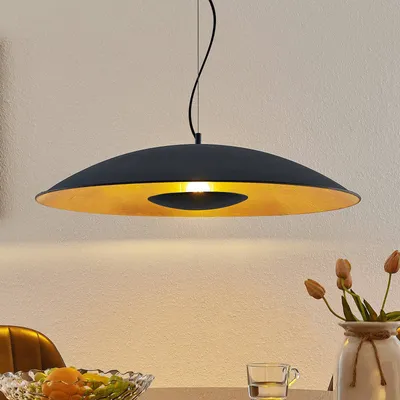 Produktbild von Lindby Hängelampe Narisara, Ø 80 cm, E27, schwarz-gold
