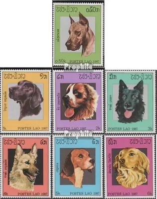 Produktbild von Briefmarken Laos 1987 Mi 981-987 (kompl.Ausg.) postfrisch Hunde