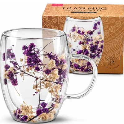 Produktbild von Royal Swiss Doppelwandiges Thermoglas 350 ml – Borosilikat Glas für Kaffee, Latte Macchiato, Cappuccino & Tee