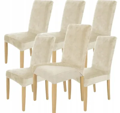 Produktbild von Stuhlhusse Stretch Kaschmir - Samt - 6 Stück - Universal - Esszimmer Stuhlbezug