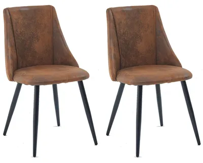 2er-Set Retro Esszimmerstühle, Kunstleder, Metallbeine, 50,5x53,5x83 cm