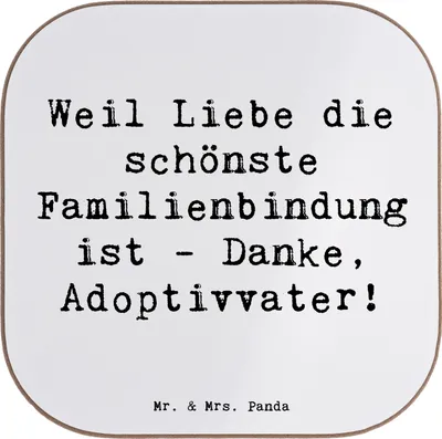 Produktbild von Mr. & Mrs. Panda Personalisierte Untersetzer Danke Adoptivvater - Weiß - Geschenk, Bierdeckel, Freude, Vaterschaft, Dankbarkeit, Personalisierter, Familienstruktur