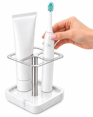 Produktbild von Zahnbürstenhalter 304 Edelstahl, Zahnpasta Halter und Bad Organizer, mehrfächrige Aufbewahrung, rostfrei, platzsparend für Badezimmer