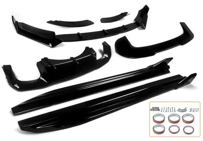 Obrázek produktu pro Kompletní sada nárazníků v lesklé černé barvě - aerodynamický bodykit - vyrobeno z ABS plastu - sportovní vzhled a aerodynamické vlastnosti