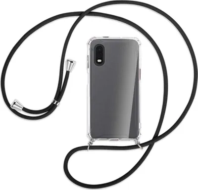 Produktbild von Handykette Backcover-Schutzhülle mit Band (Metall silberfarben) für Samsung Galaxy Xcover Pro - schwarz