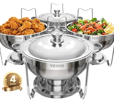 Zdjęcie produktu dla Podgrzewacz Do Potraw Vevor Chafing Dish Buffet 4 Pojemniki 4.7L Stal