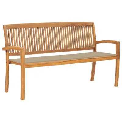 Obrázok produktu pre Stohovateľná záhradná lavička s podložkou 159 cm tíkový masív
