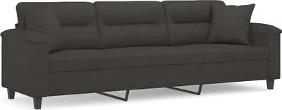 Zdjęcie produktu dla Sofa 3-osobowe vidaXL z poduszkami, ciemnoszare, 210 cm, obita tkaniną mikrofibrową