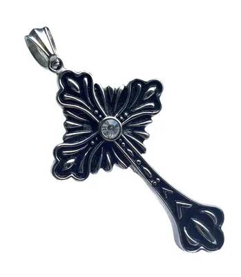 Produktbild von Edelstahlanhänger aus 316L Kreuz mit Stein