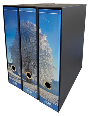 Produktbild von Omgoods – Set aus 3 Ordnern mit Muster – Schneedesign für Dokumente