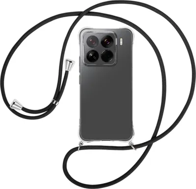 Produktbild von Handykette Backcover-Schutzhülle mit Band (Metall silberfarben) für Xiaomi 15 Pro 5G - schwarz