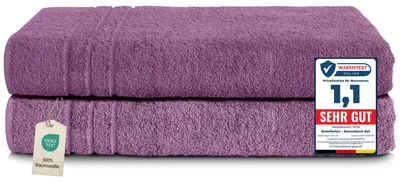 Immagine prodotto di Set di asciugamani da sauna Komfortec 2 pezzi 80x200 cm in 100% cotone, asciugamani da sauna XXL, asciugamano da sauna, morbido, grande, in spugna, ad asciugatura rapida, viola
