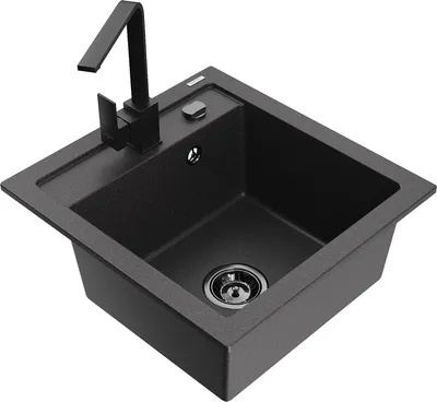 Produktbild von Mexen Vito 1-Becken-Granit-Spüle mit Mischbatterie Rita, Schwarz gesprenkelt - 6503-76-670300-70-B