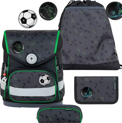 Produktbild von Belmil Compact ergonomisches Schulranzen-Set 5-teilig "Striker X" mit Brustgurt, Magnetverschluss, einem Patch