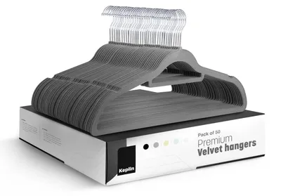 Produktbild von KEPLIN Kleiderbügel Samt (45 cm) 50 Stück - Dünne, rutschfeste Kleiderbügel mit