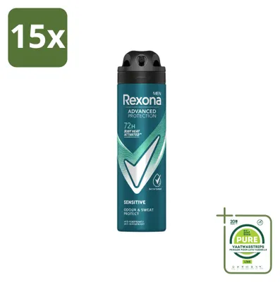 Produktbild von 15 x Rexona Men Advanced Protection Sensitive Deodorant Spray 150 ml - Großpackung - 15 Stücke