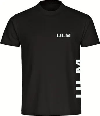 Produktbild von multifanshop Herren T-Shirt - Ulm - Brust & Seite, schwarz, Größe S