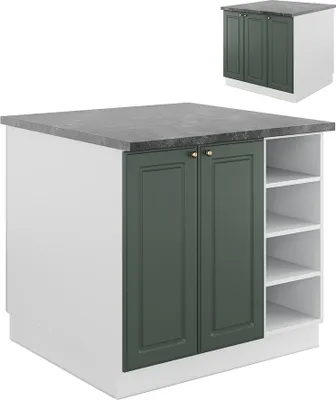 Produktbild von Kücheninsel Vicco Fame-Line Grün-Gold Landhaus/Weiß 90 cm ohne Arbeitsplatte, Model 38729