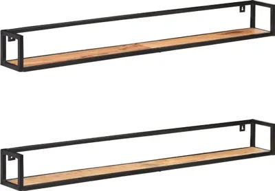 Image de Étagères murales 2 pcs 160 cm Bois d'acacia massif