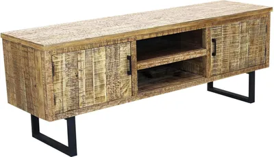 Immagine prodotto di Milani Home - mobile porta TV in legno e metallo 160 x 45 x 60 cm, legno naturale e nero