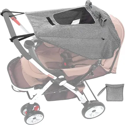 Produktbild von Kinderwagen Sonnenschutz, UV 50+ Schutz, Verstellbar, Universelle Kinderwagenabdeckung, Grau