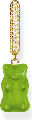 Thomas Sabo CR727-414-6 Ohrring Einzel-Creole grüner Goldbär Silber vergoldet 1