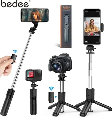 Produktbild von 3 in1 Bluetooth Selfie Stick Stativ mit Bluetooth Fernauslöser Ausfahrbar 360°Rotation Monopod Handy Halterung Teleskop Selfiestick für iPhone Android