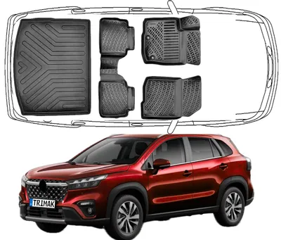 Produktbild von 3D Auto Fußmatten & Obere Kofferraumwanne Set Kompatibel mit Suzuki S-Cross 2.Gen ab 2022