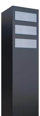 Produktbild von Briefkastenanlage Monolith for Three in Schwarz mit Edelstahlklappe