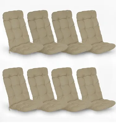Immagine prodotto di Beautissu Set di 8 cuscini per sedie con schienale alto Flair HL, 120x50x8 cm, naturale