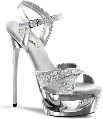 Produktbild von ECLIPSE-619G Pleaser Cut-Out Plateausandaletten silber Multi Glitter Chrom