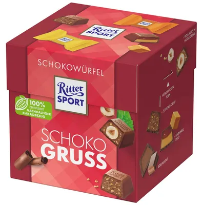 Produktbild von Ritter Sport Original, Milchschokolade, 176 g, Karamell, Haselnuss, 1 Stück(e), Cocoa, Milch, Nüsse, Erdnüsse, Weizen, 2436 kJ